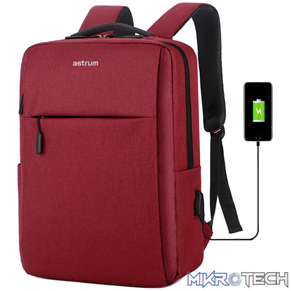 Backpack Travel Bag 15" USB Port and Multi-Pocket Design Red - LB200 - Image 4